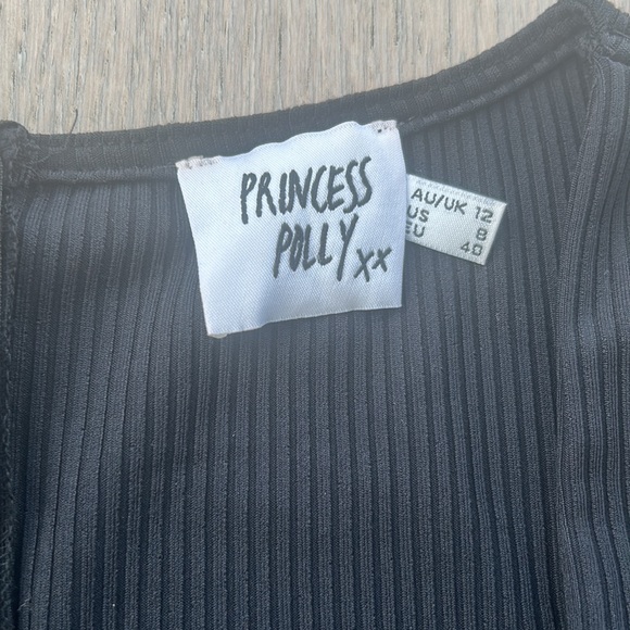 Princess Polly Sara Romper Black Ribbed Size 8 - Picture 4 of 5
